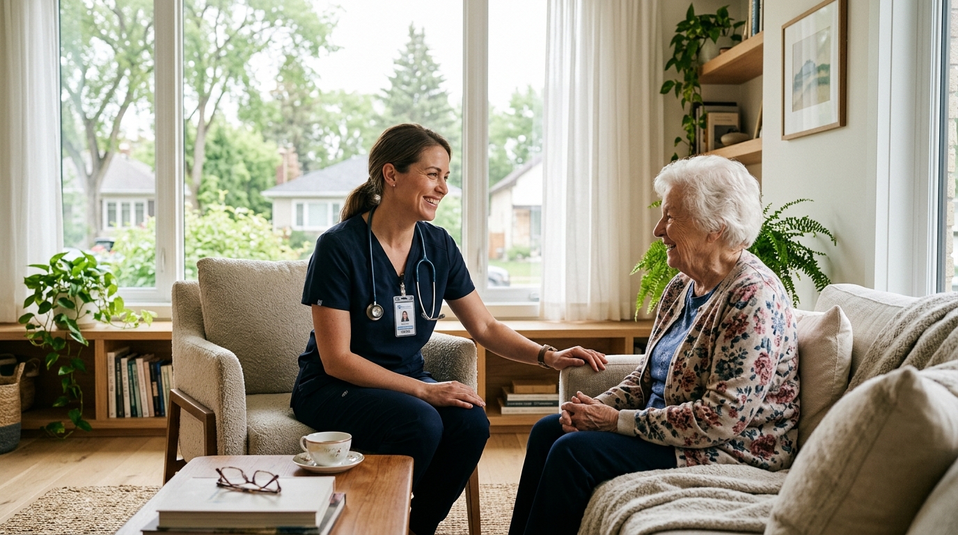 Co-Care registered nurse delivering compassionate home healthcare in Manitoba